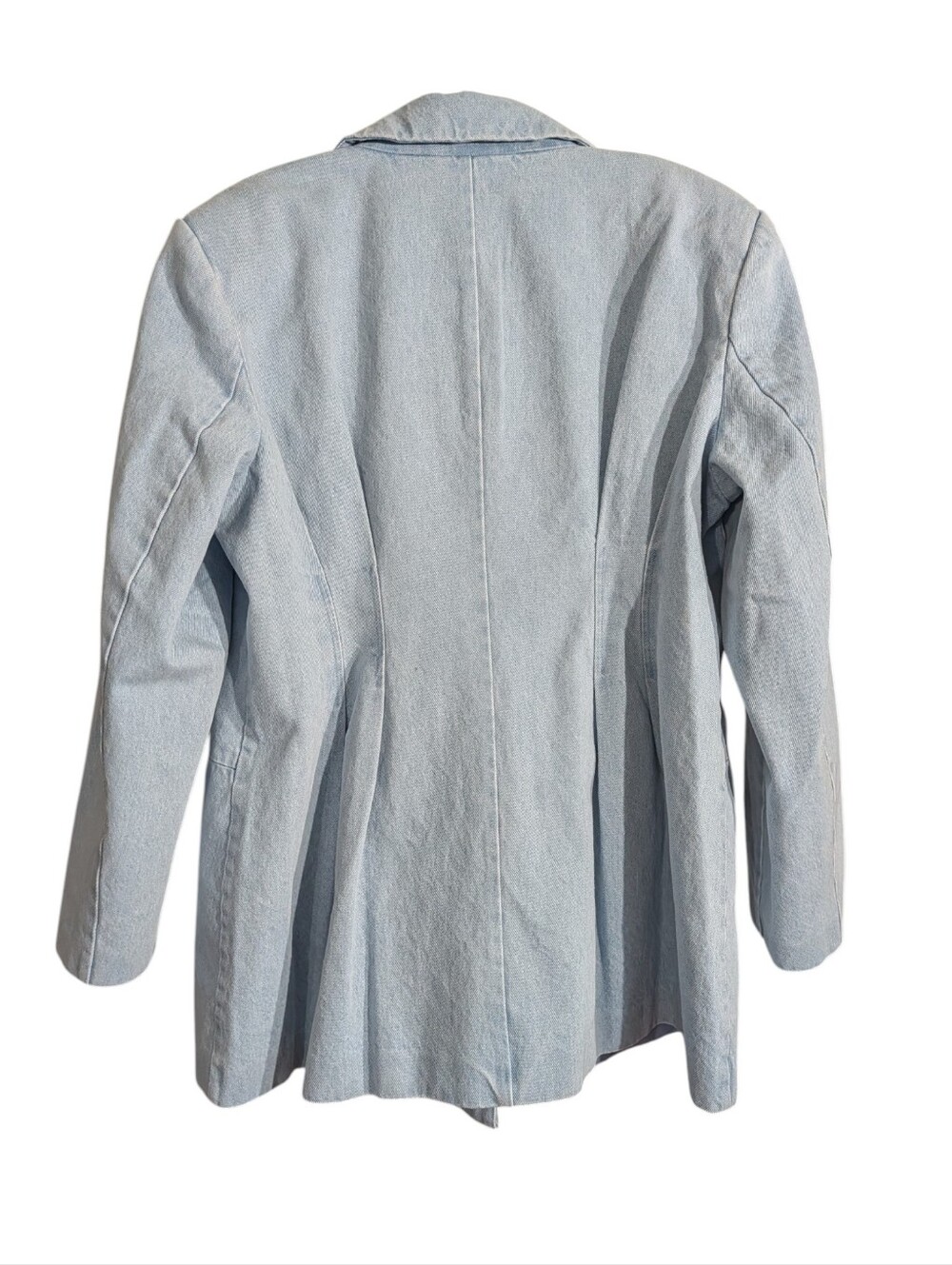 KBB by Kahlana Baby Blue Denim Look Double Breasted Blazer Jacket NWT XL - Picture 8 of 12